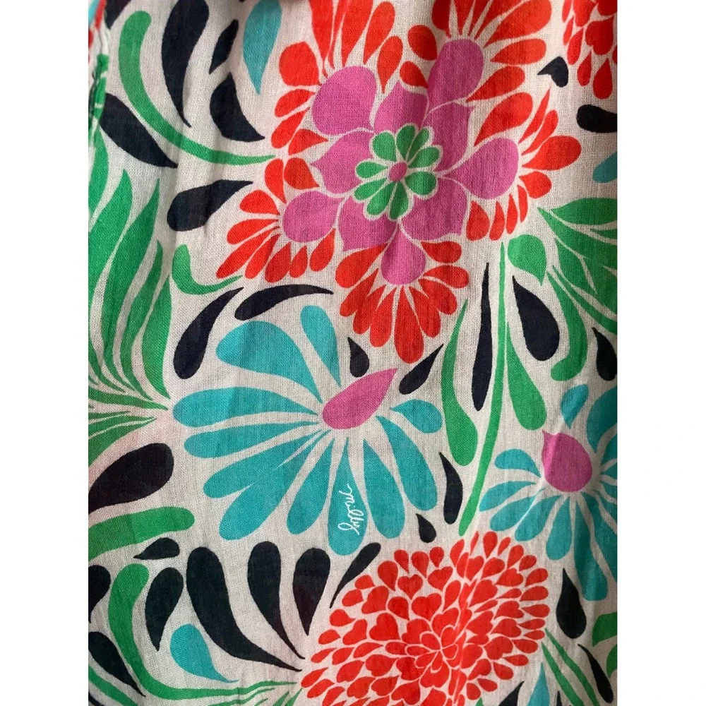 Milly New York Floral Kaftan Midi Dress Beaded Green P Blue 8 Resortwear Luxury - Picture 8 of 10